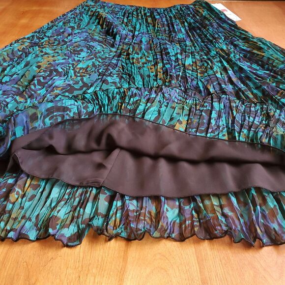 Ruby Rd Maxi Skirt Sz 12 NWT Teal Blue Green Crinkle Pleated Accordion Boho - Picture 5 of 9